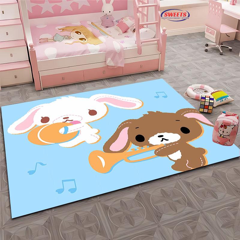 3D HD Cute Rabbits Cartoon Area Carpet,Rug for Living Room Tapete for Bedroom Sofa Kitchen Doormat Decor,Kids Non-slip Floor Mat