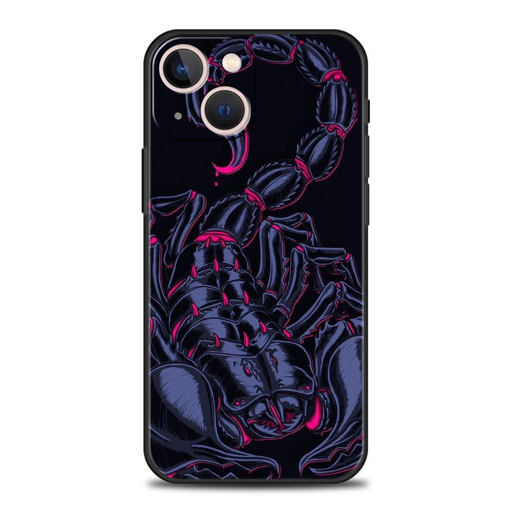 Cartoon Scorpion Phone Case For iPhone 17 16 15 Pro Max 11 12 13 14 7 8 Plus SE 2020 X XR XS Cover Soft Black