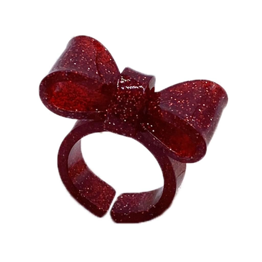 Colorful Bows Rings Resin Rings Cute Acrylic Rings Knuckles Stacking Rings Aesthetic Bowknot Finger Rings Plastic Rings
