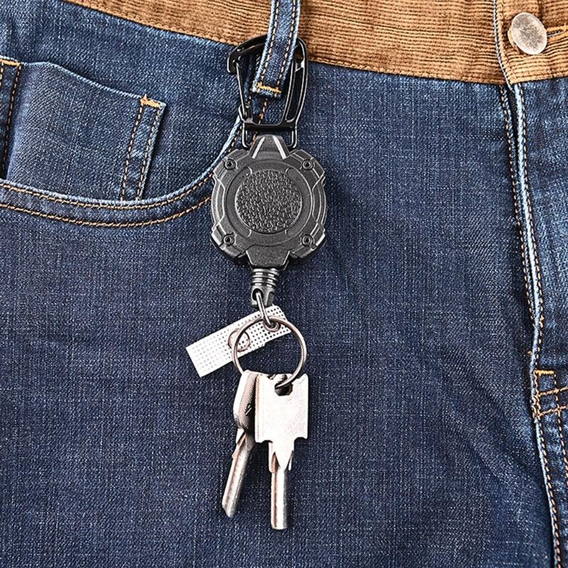 Portachiavi Retrattile Heavy Duty Portachiavi Antifurto con Moschettone Lunghezza Estensibile 31'' Porta Badge Retrattile