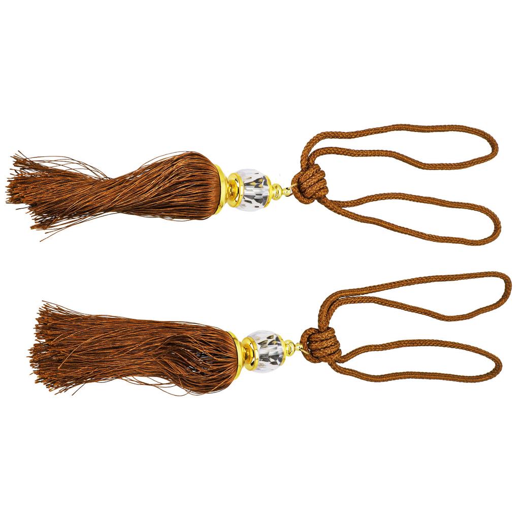A Pair Of Luxury Curtain Holdbacks With Tassel Tiebacks And Beaded Ball