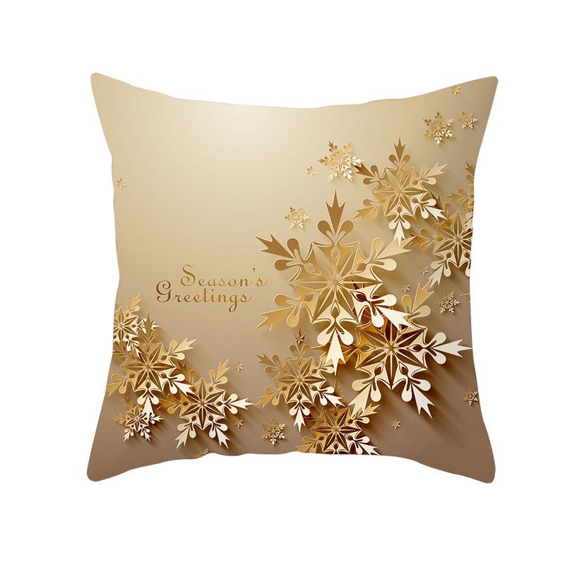 Golden Christmas Peach Velvet Cushion Cover New Digital Printed Square Cushion Cover Cushion Cover