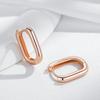Fashion  Rose Gold Color Simple Glossy Rectangular Hoop Earrings For Women Party High Quality Daily Fine Jewelry