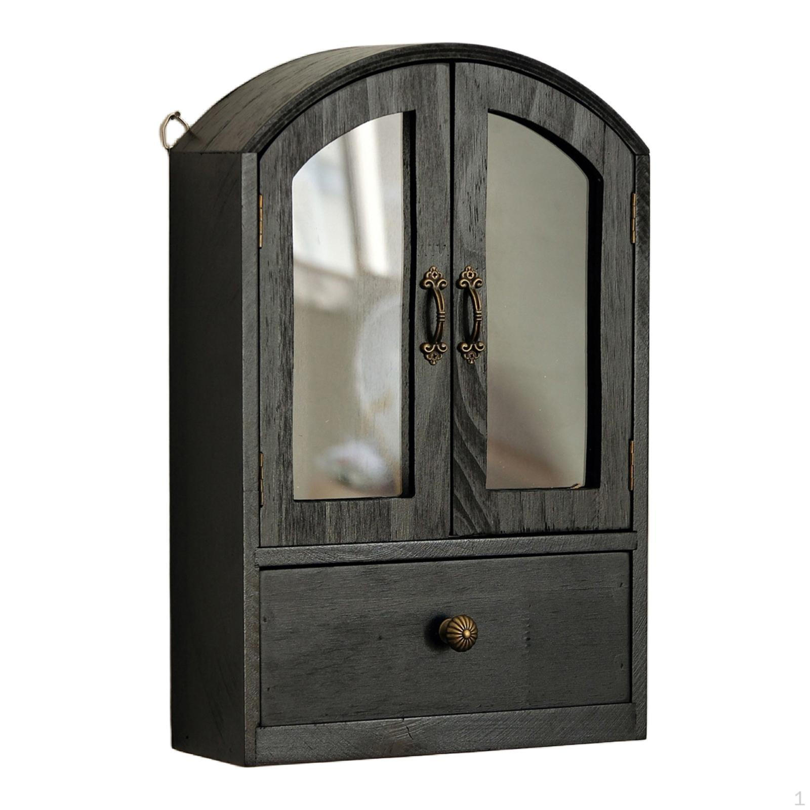 

Cosmetic Organizer with Drawer Wooden Display Rack Space Saving Design for Dresser чёрный