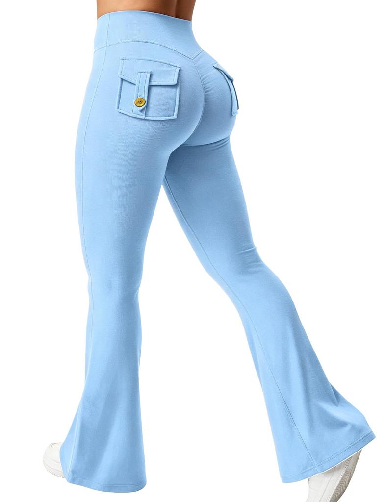 Custom Outdoor Peach Yoga Flare Pants - Stylish, Pocketed, Sport & Workwear for Women