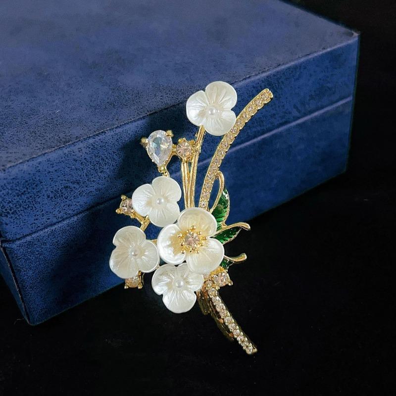 Брошь  Цветок ракушки  - Декоративная пуговица малого размера для воротников, предотвращающая просвечивание одежды - Булавка для украшений - Брошь