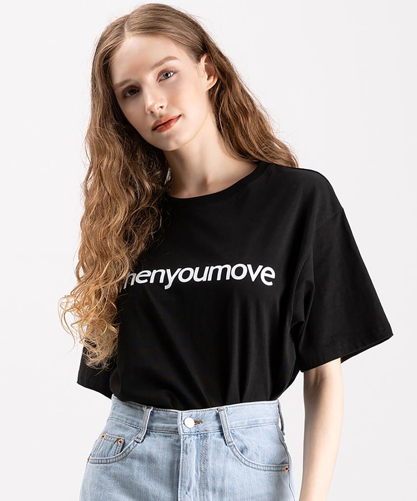 WHEN YOU MOVE Silket Cotton Signature Logo Short Sleeve T-Shirt Black