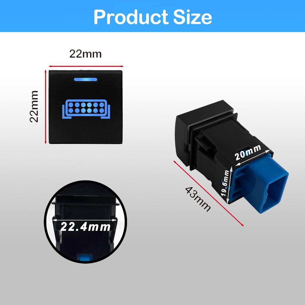 12V Car Push Button Switch Blue LED Light Bar Power Radar Winch Sensor Switch Accessories For Toyota Corolla Camry Rav4 Prado