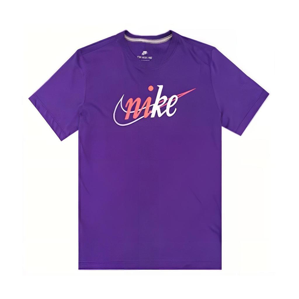 Nike Letter Logo Print Crew Neck Straight Cut Short Sleeve T-Shirt American Vintage Men T-Shirts Purple CT0467-516