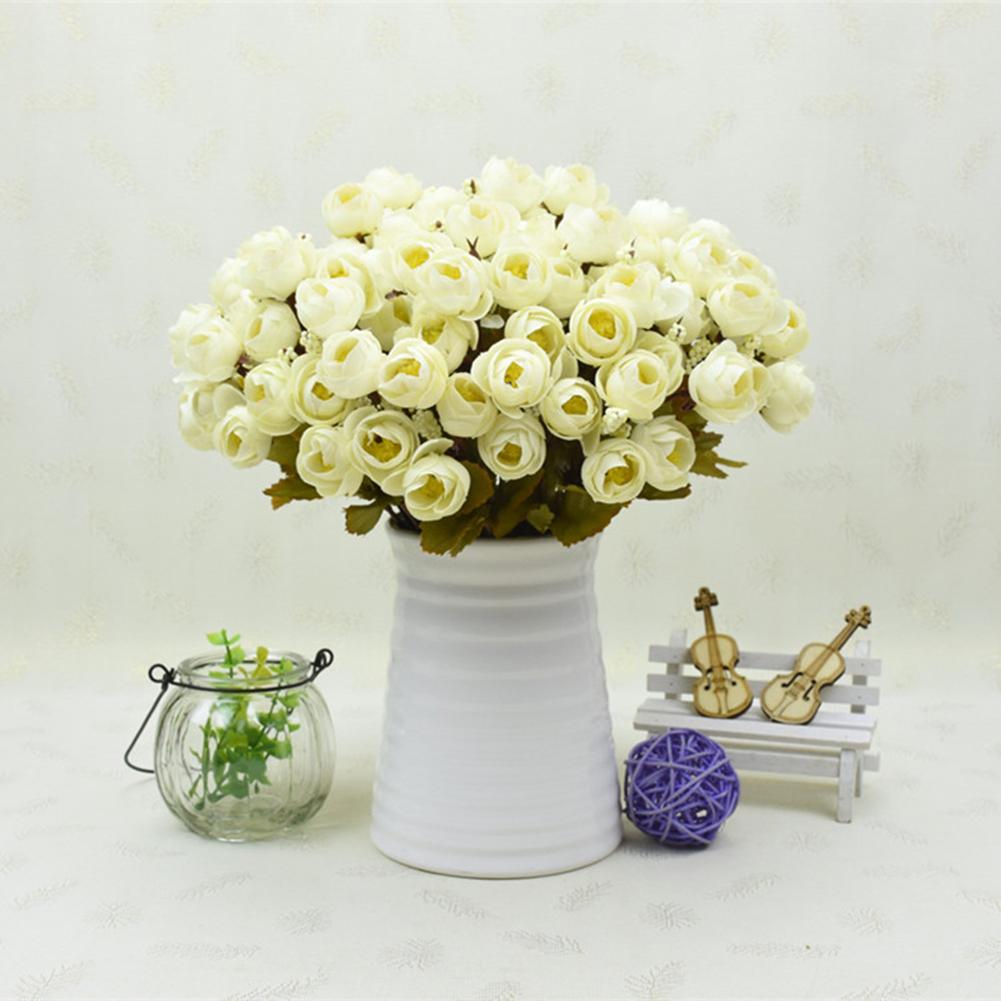 Branch 18-Flower Pretty Simulate Camellia Bouquet Artificial Flower Wedding Home Office Decoration