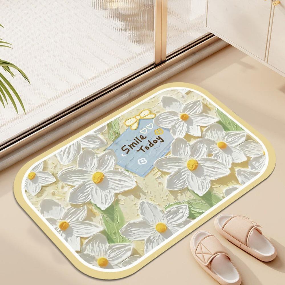 2 stücke Blume Toilette Rutschfeste Matte Toilette Tür Saugfähigen Badezimmer Schmutz-beständig Kieselalgen Schlamm Kissen