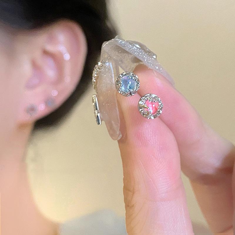 Pink Moonstone Earrings For Women To Sleep Without Picking, Ear Hole Earrings, Niche High-End Ear Bone Nails