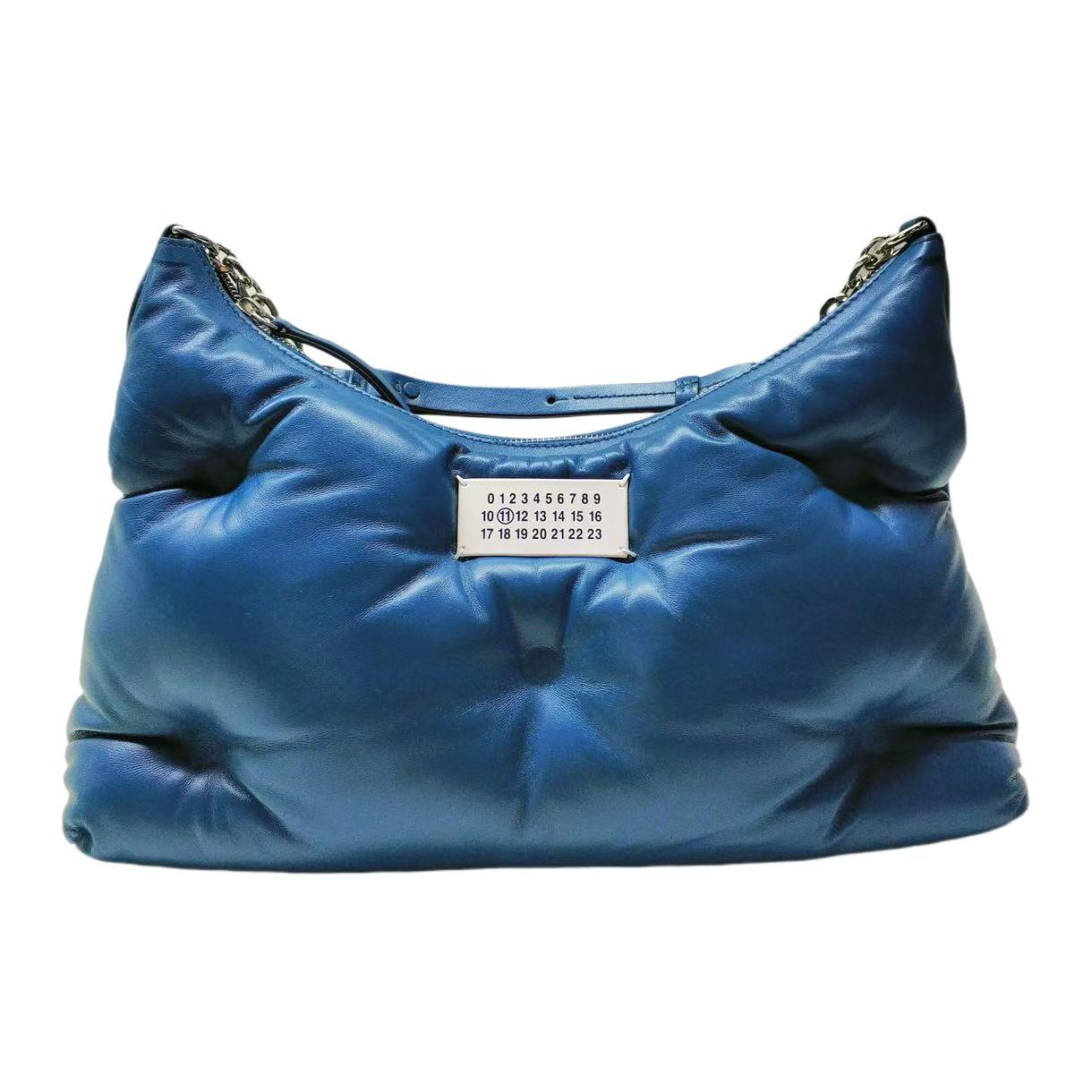 Maison Margiela Digitale Badge Geplooide Ontwerp Leren Schouder Crossbody Tas Dames tassen Blauw SB3WG0020P4300T6103 Basic Set (Bag+Dust Bag)