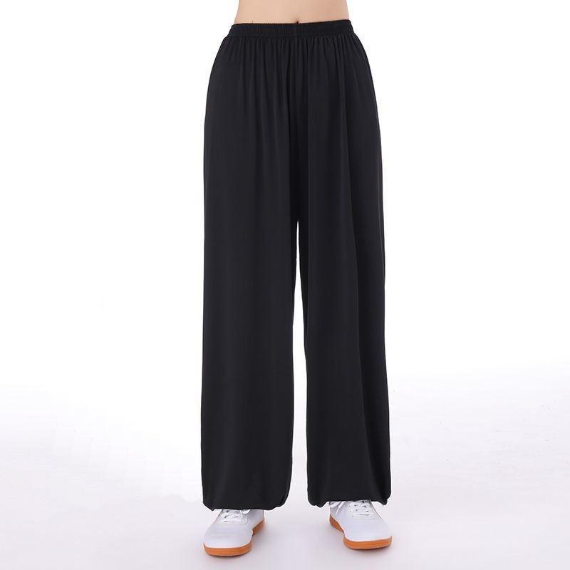 

Unisex Tai Chi Pants Ice Silk Tai Chi Clothing Pants Morning Exercise Summer Plus Size Loose Bloomers Practice Martial Arts Pant XXL чорний