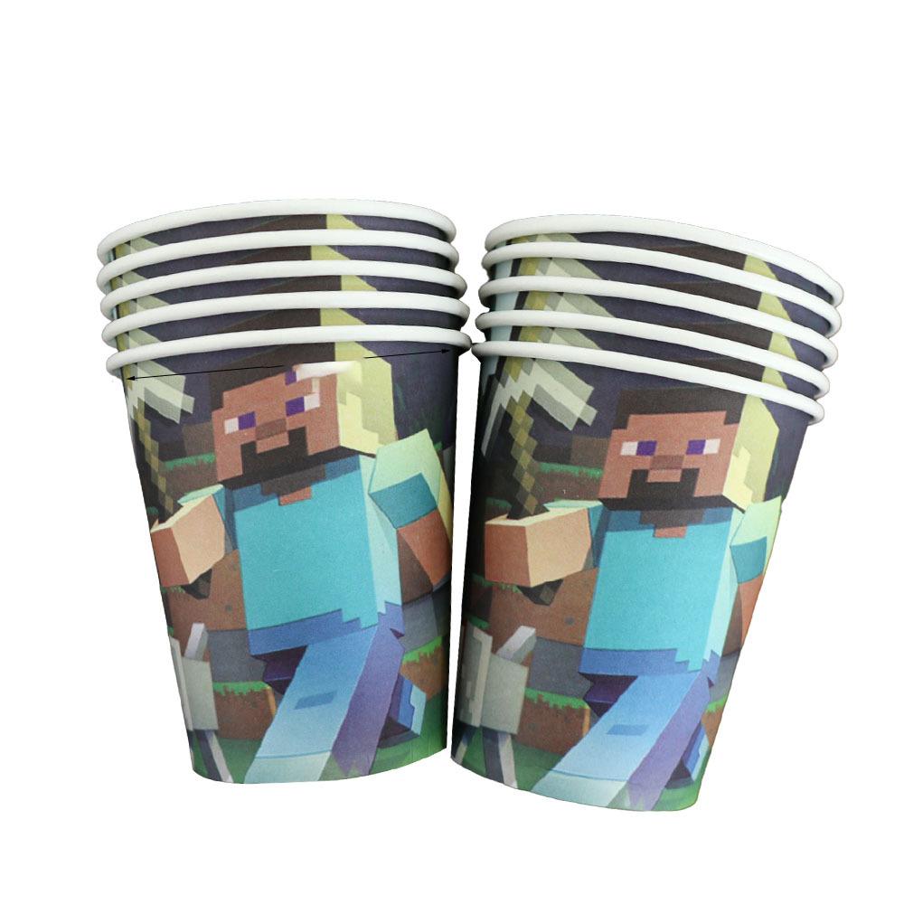 Minecraft Birthday Party Supplies Disposable Cutlery Paper Plates Paper Cups Paper Tissue Boy Decoration Children'S Fun