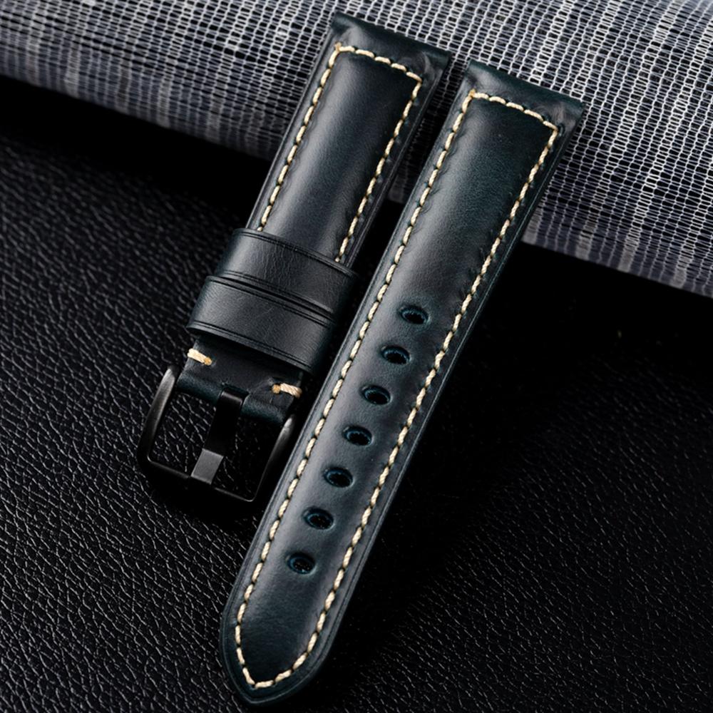 Cinturino in Pelle di Vacchetta Strato Superiore Fatto a Mano 18 19 20 21 22 23 24 26MM Pelle Cerata ad Olio Vera Pelle Vintage Braccialetto da Uomo