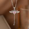 Elegant Heart With Wing Necklace In Shining Zinc Alloy Design Fashion Accessory Gift Perfect For Romance Presents