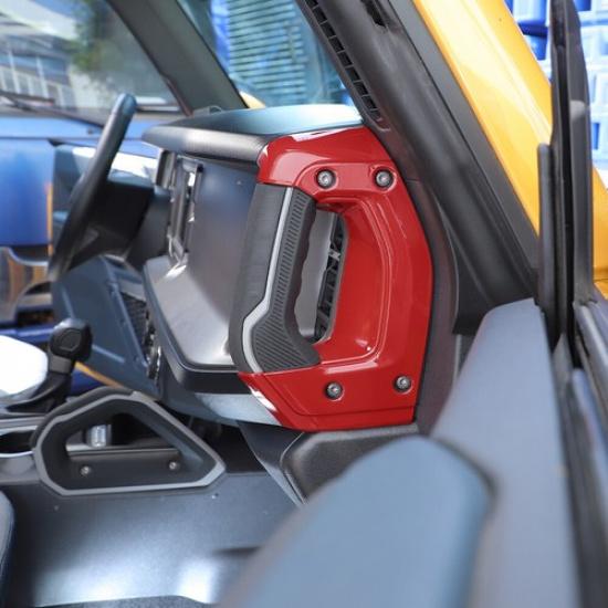 2X Center Console Both Side Handle Cover Decor Trim For Ford Bronco 21+Red ABS