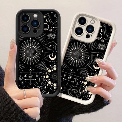 JT367 Mystic Moon and Stars for iPhone 17 16 15 14 13 Pro Max Samsung S26 S25 Ultra A17 A07 A56 A16 A15 Xiaomi 15T Redmi 15c Note 14 13 Soft Case