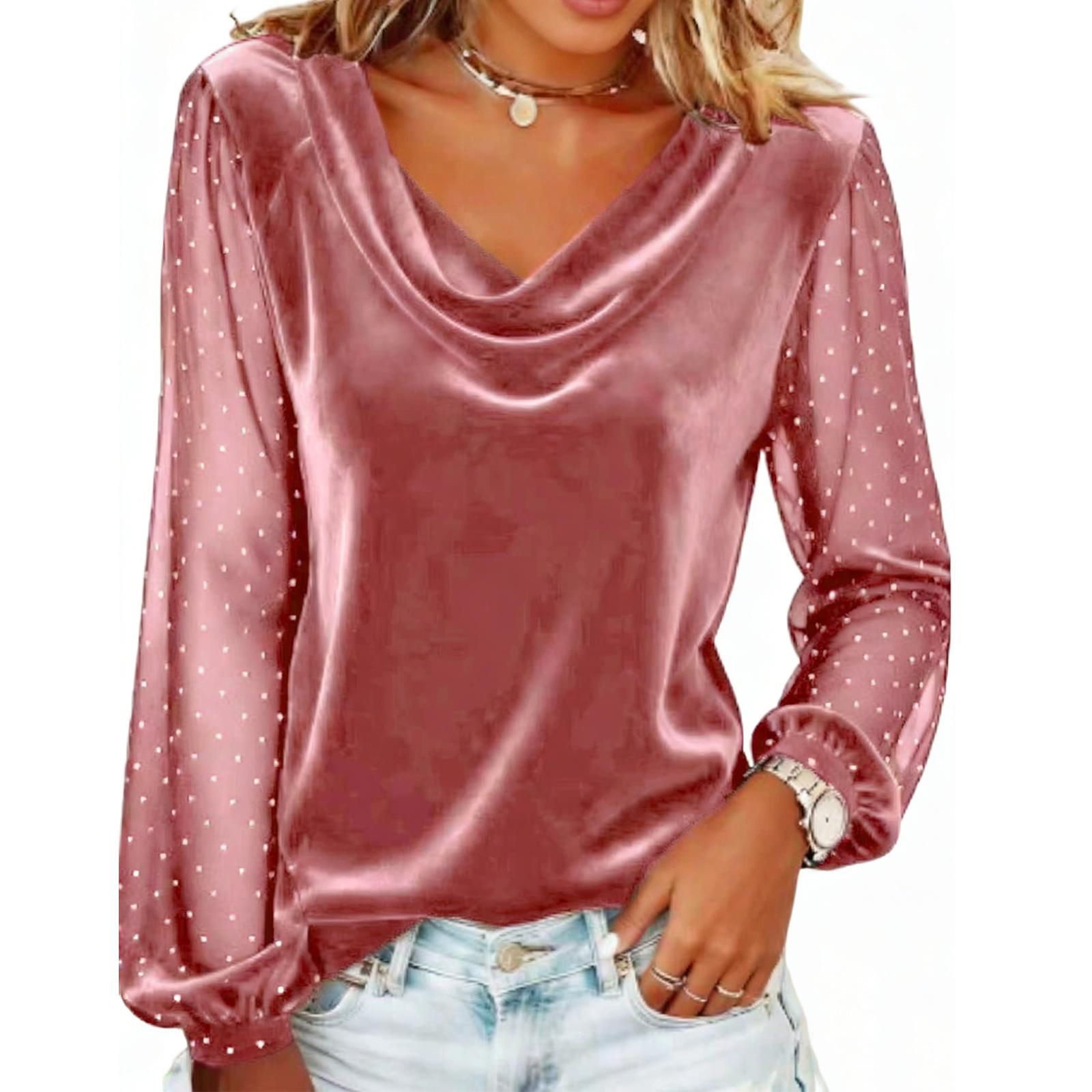 

Женская модная повседневная футболка с длинными рукавами, топ из махрового кружева со стразами L