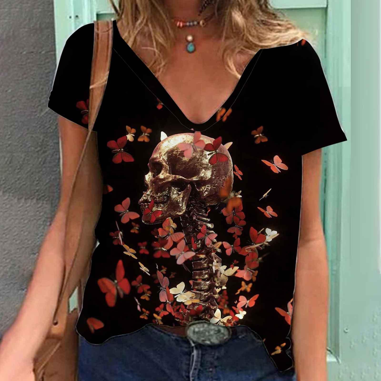 Женские футболки с V-образным вырезом и коротким рукавом с 3D-принтом и принтом бабочки — фото 7