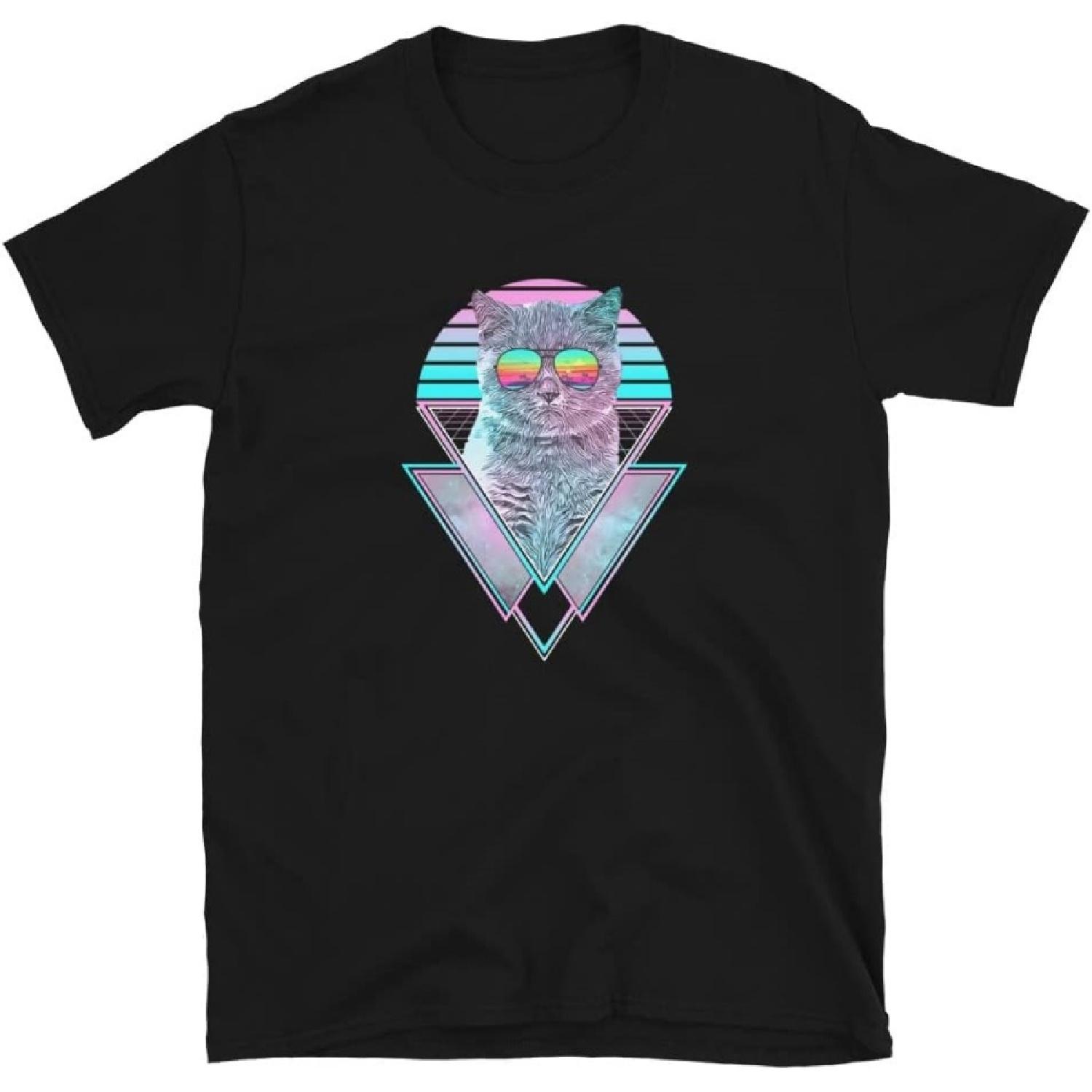 

British Shorthair Cat Vintage Retro Vaporwave Beach Vibe Unisex T-Shirt XXXXXL різнокольоровий