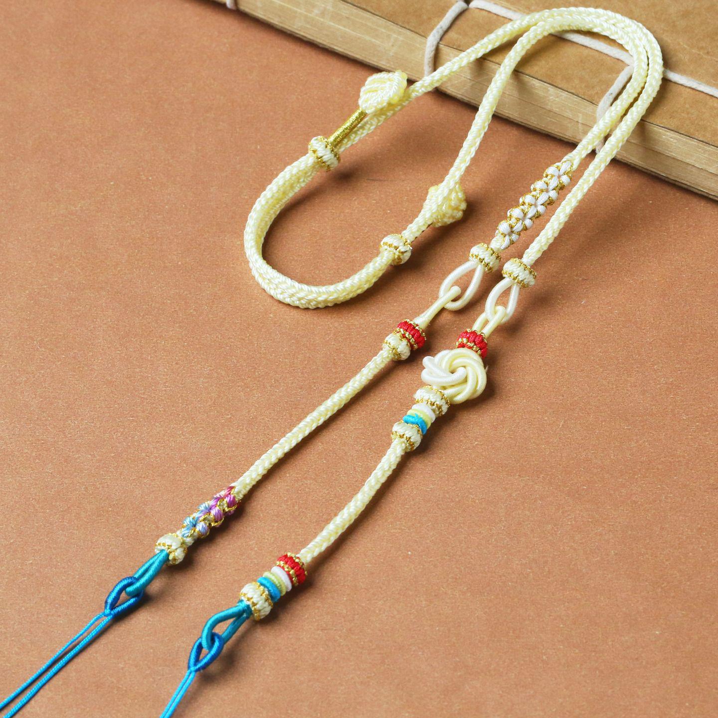 

High-End Handmade Eight-Strand Woven Necklace with Adjustable Gold Amber Jade Pendant Handmade Eight-Strand Double Hang