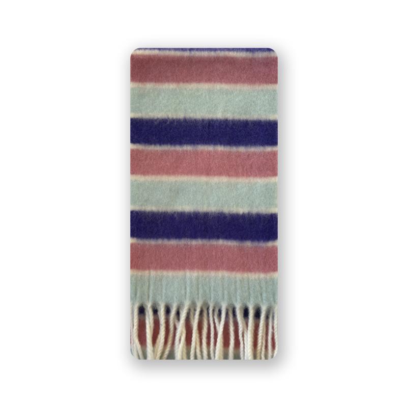 Original Wool Blended Colorful Striped Tassel Scarf for Girls in with Cute Woolen Scarf New Style