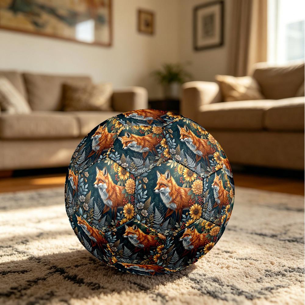 1pc Fox Garden Theme Soccer Ball Football, Size 5, Lightweight PVC, Durable Outdoor Training Soccer Ball, Gift M61476