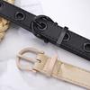 Trendy Pu Leather Women's Belt With Eyelet Holes And Colorful Buckle For Chic Looks