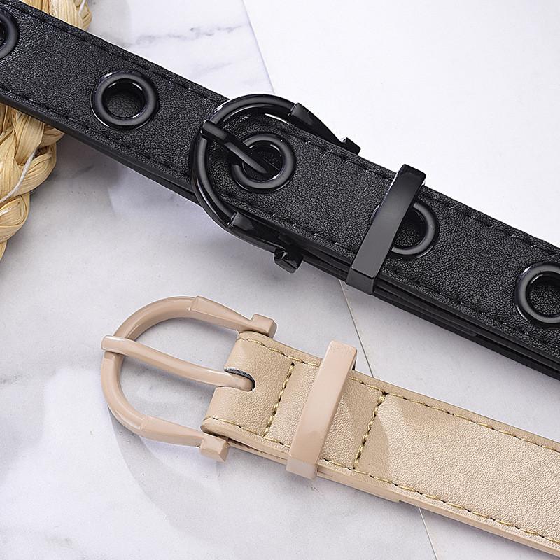 Trendy Pu Leather Women's Belt With Eyelet Holes And Colorful Buckle For Chic Looks