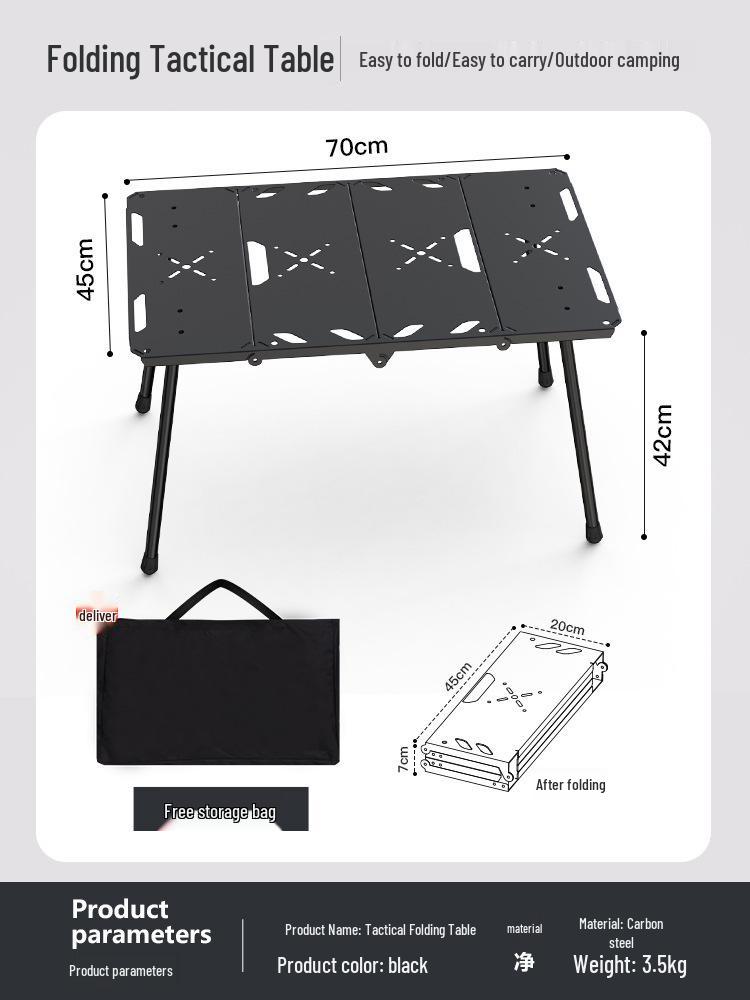 Aluminum Four-Folding Portable Outdoor Camping Table - Multifunctional Picnic & BBQ Table