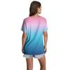 Women's Casual V-Neck Short Sleeve Chest Ruffle Printed Top