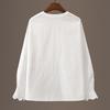 Women's Lace Hollow Spliced White Long Sleeve Shirt
