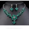 Necklace Earrings Two-Piece Set Retro Crystal Contrasting Color Pattern