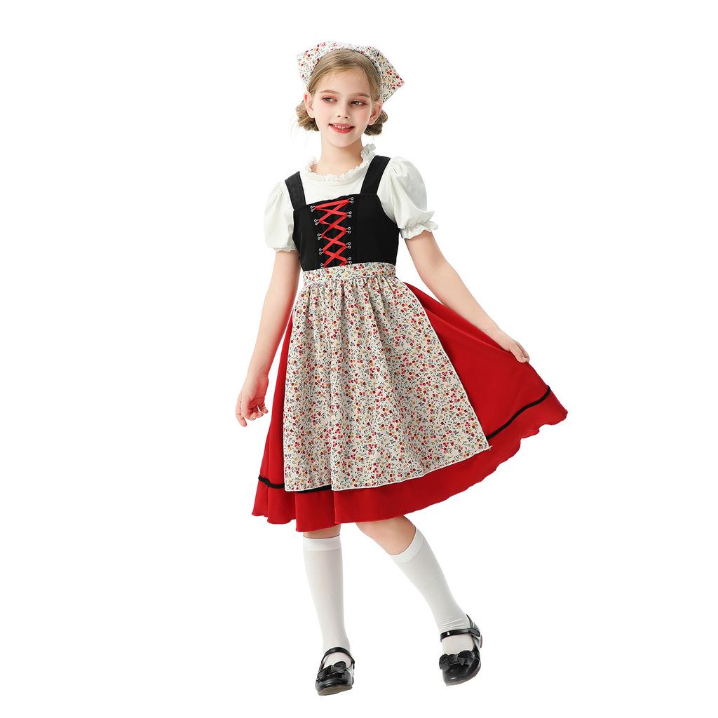 Bavarian children's clothing European idyllic girl farm estate Germany Munich Oktoberfest maid clothing