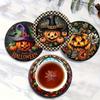 6pcs Wooden Halloween Coasters Pumpkin Heat Insulation Pad DIY Halloween Cup Mats  Halloween Party