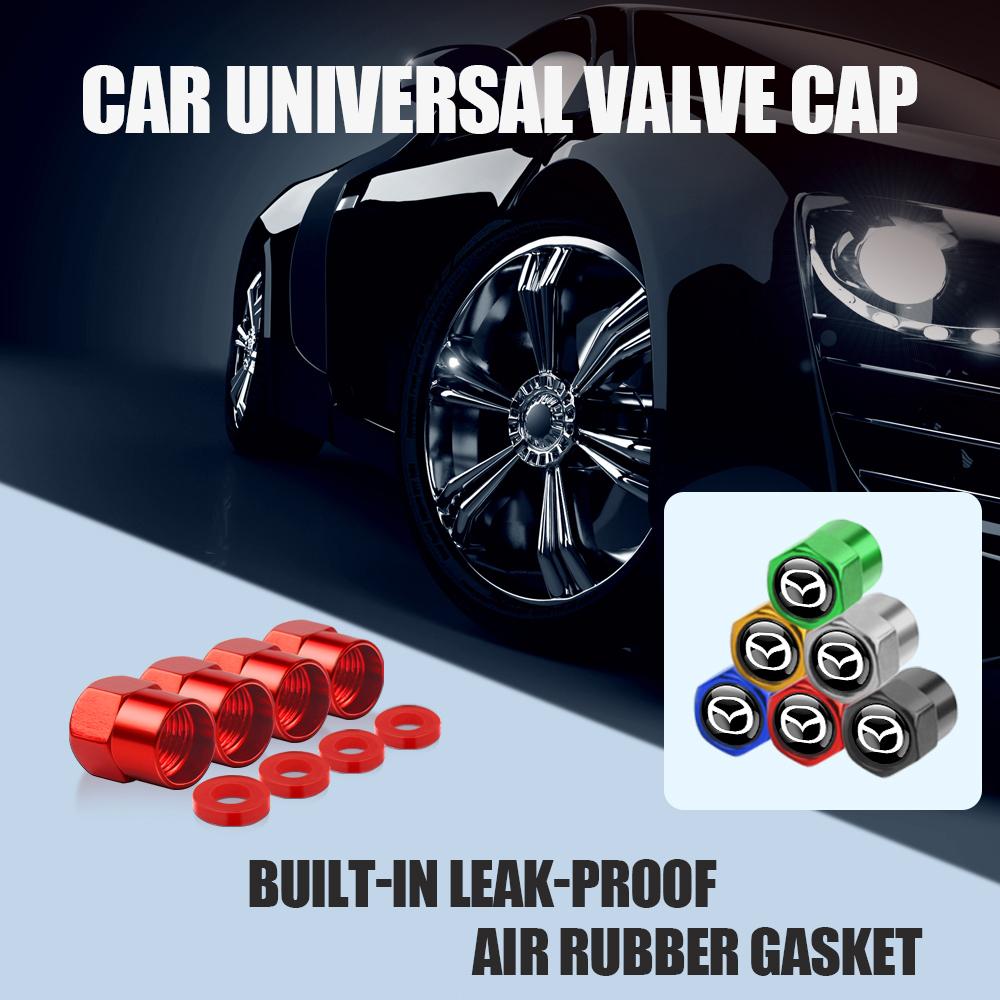 4PCS Car Aluminum Tire Valve Caps Wheel Tyre Stems Air Valve Covers Emblem Exterior For MAZDA MS Emblem Auto Styling Accessories HGEWE