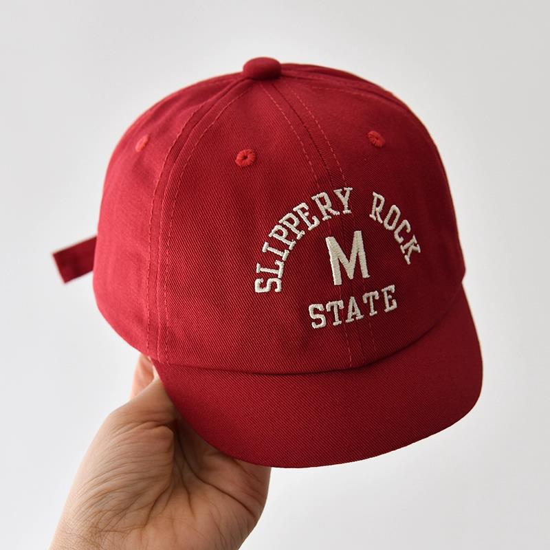 Korean Letter Baby Baseball Cap Spring Summer Adjustable Sun Hat for Toddler Boy Girl Solid Color Embroidered Kids Peaked Hats