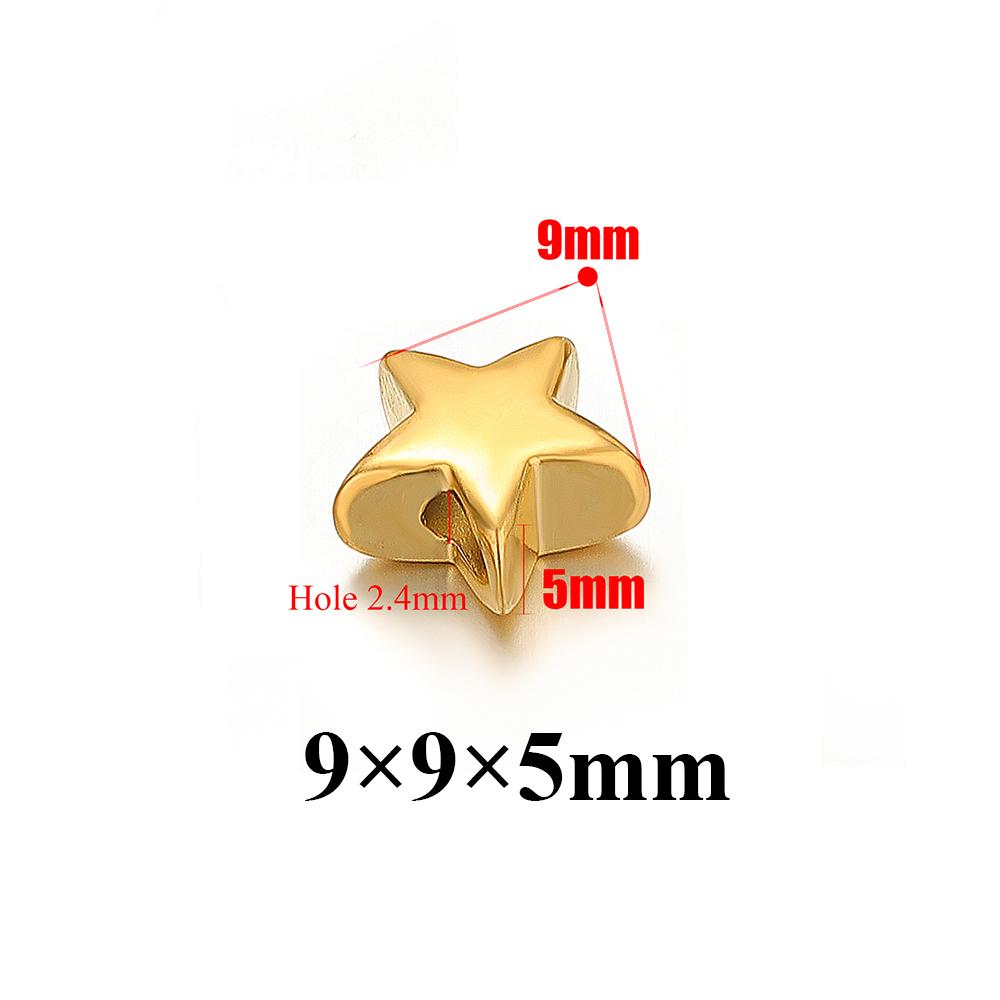 10Pcs Stainless Steel  8mm 10mm Star Heart Spacer Beads Bracelet Findings Women Necklace Earrings Making DIY Jewelry Accessories