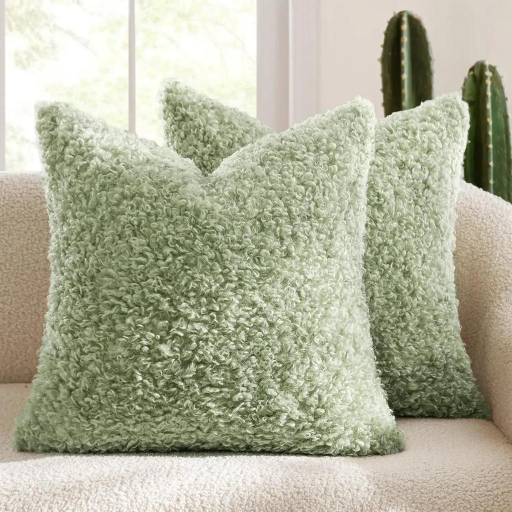 Housse d'oreiller en polaire d'agneau pelucheux Housse d'oreiller épaisse bouclée Teddy Housse d'oreiller douce Minimaliste Nordique Housse de coussin de canapé Décoration d'intérieur confortable