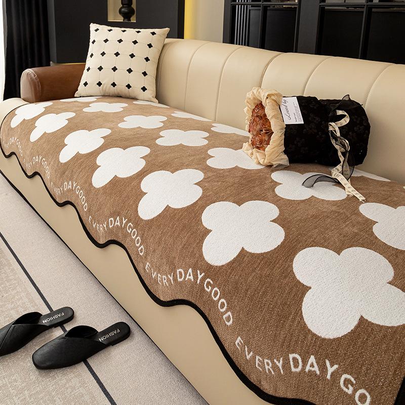 

2025 sofa cushion linen fabric modern simple cotton and linen non-slip four-season universal seat cushion summer cover cloth towel 90*70cm