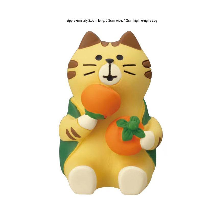 ZAKKA Autumn Harvest Resin Cat Figurine with Persimmon Tree - Trendy INS Blind Box Ornament