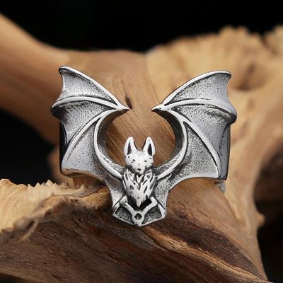 Vintage Punk 316L Edelstahl Niedliche Fledermaus Ringe Für Männer Frauen Mode Biker Tier Ring Kreative Party Amulett Schmuck