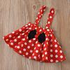 Kids Girls 3 Piece Outfit Long Sleeve Top with Flutter Sleeves Polka Dot Dress and Bow Headband Spring Autumn Set