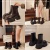 Martin boots women's big head cigarette boots velvet thick-soled muffin small Chelsea boots locomotive boots short boots cotton boots