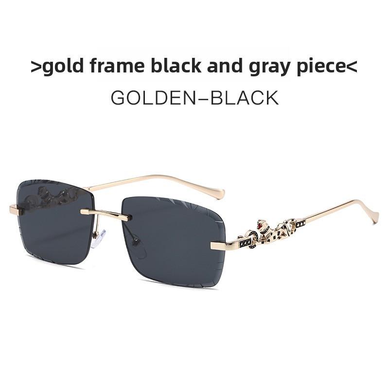 Metal Frameless Square Sunglasses With Lenses For Fashionable Outdoors