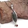 Silver  Gifted Garnet Gemstone Necklace Labradorite Jewelry Handmade