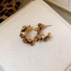 Melanoid Tiger Eye Heart Stud Earrings - Luxurious Fashion Jewelry Design