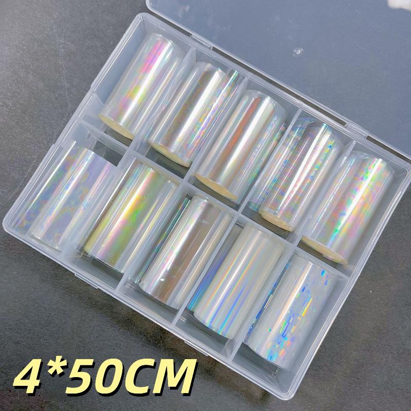 1 Set 10 Patterns Nail Foil Transfer Paper Metal Stickers For Professional DIY Nail Art Salon Home Decor